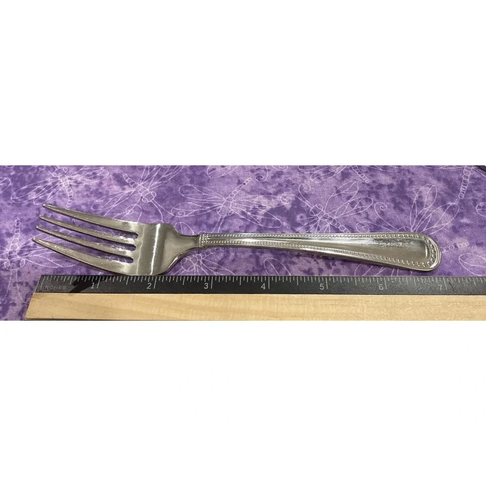 Reed & Barton Kendall Stainless Salad Forks 3‎ Piece Set Beaded Outline Flatware